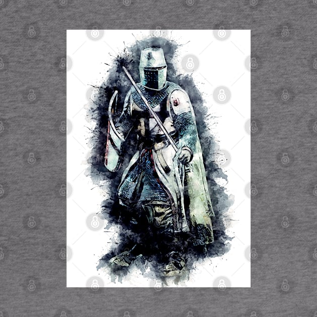 Templar Knight The crusader / abstract warrior watercolor portrait by Naumovski